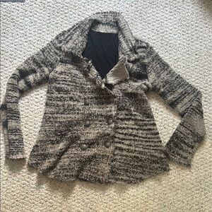Free People Black and Gray Striped Cardigan